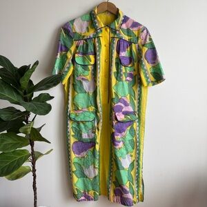 Vintage Livio de Simone Colorful Dress with Floral Pattern Made in Capri Italy